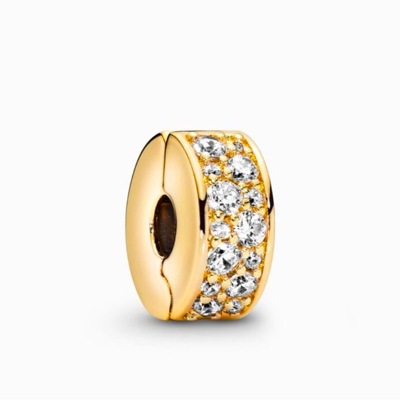 Shining Elegance CZ Safety Clip  Charm Sterling Silver 925 - Picture 1 of 1